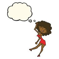 cartoon dancing woman with thought bubble N32