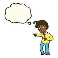 cartoon funny office man pointing with thought bubble N7