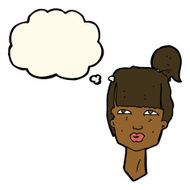 cartoon female head with thought bubble N7