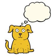 cartoon happy dog with thought bubble N53