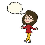 stress free woman cartoon with thought bubble N8