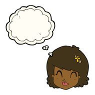 cartoon happy female face with thought bubble N127