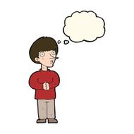 cartoon nervous man with thought bubble N95
