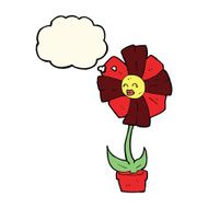 cartoon flower with thought bubble N24