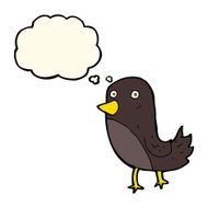 cartoon bird with thought bubble N169