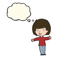 cartoon happy woman with thought bubble N173