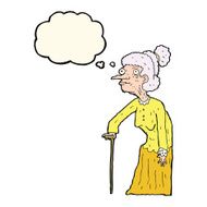 cartoon old woman with thought bubble N7
