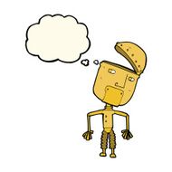 cartoon funny robot with thought bubble N49