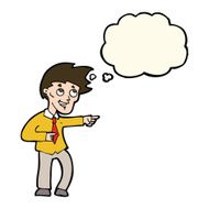 cartoon funny office man pointing with thought bubble N8