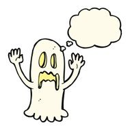 cartoon spooky ghost with thought bubble N31