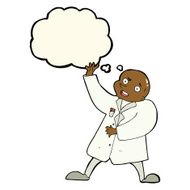 cartoon mad scientist with thought bubble N7