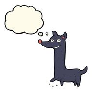 funny cartoon dog with thought bubble N13