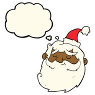 cartoon santa claus face with thought bubble N6