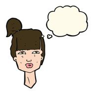 cartoon female head with thought bubble N8