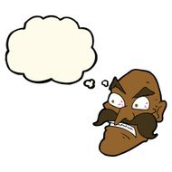 cartoon angry old man with thought bubble N99