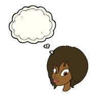 cartoon pretty female face pouting with thought bubble N7