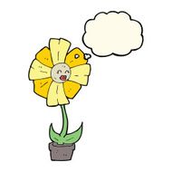 cartoon flower with thought bubble N25