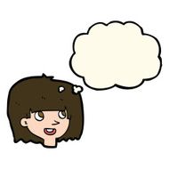 cartoon happy female face with thought bubble N137