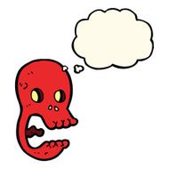 funny cartoon skull with thought bubble N12