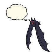 cartoon flying bat with thought bubble N3