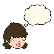 cartoon staring girl with thought bubble N8