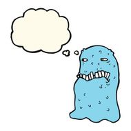 cartoon gross ghost with thought bubble N23