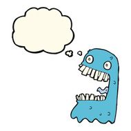 cartoon gross ghost with thought bubble N24