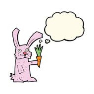 cartoon rabbit with carrot thought bubble N7