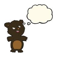 cartoon happy little black bear with thought bubble N10