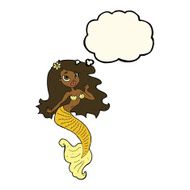 cartoon pretty mermaid with thought bubble N24