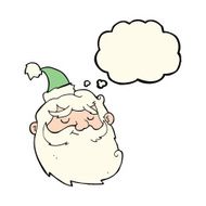 cartoon santa claus face with thought bubble N7