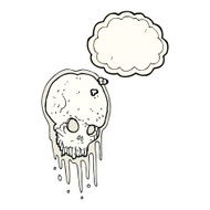 cartoon scary skull with thought bubble N14