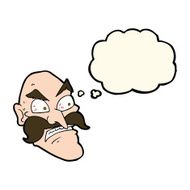 cartoon angry old man with thought bubble N100