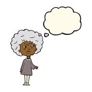 cartoon old lady with thought bubble N7