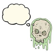 cartoon slimy skull with thought bubble N3