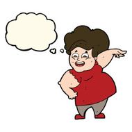 cartoon oveweight woman with thought bubble N4