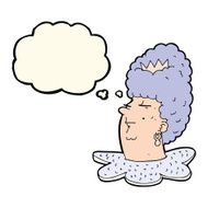 cartoon queen head with thought bubble N8