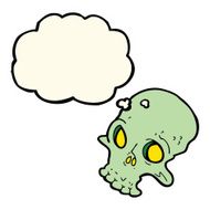 cartoon spooky skull with thought bubble N91