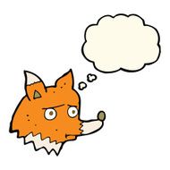 cartoon unhappy fox with thought bubble N4