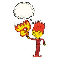 fire spirit cartoon with thought bubble N7