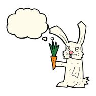 cartoon rabbit with carrot thought bubble N8