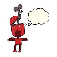 funny cartoon robot with open head thought bubble N6