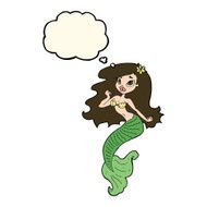 cartoon pretty mermaid with thought bubble N25