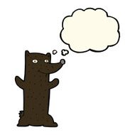 cartoon black bear with thought bubble N43