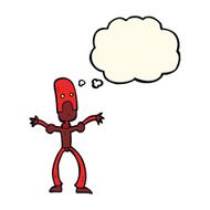 cartoon funny robot with thought bubble N51