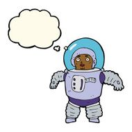 cartoon space man with thought bubble N12