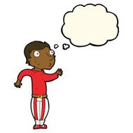 cartoon man in loud clothes with thought bubble N6