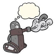 cartoon tank robot with thought bubble N6