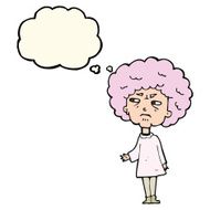 cartoon old lady with thought bubble N8