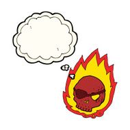 cartoon burning skull with thought bubble N6